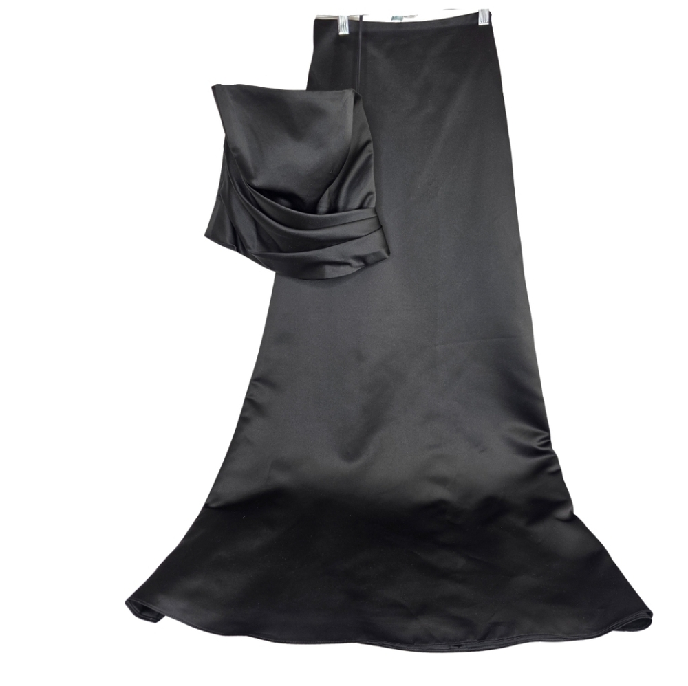Alexia Designs Set Formal 20W Maxi Skirt Strapless Top Satin Black AP-1778
